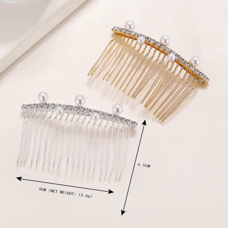 Fashion Geometric Alloy Plating Artificial Pearls Rhinestones Hair Combs 1 Piece