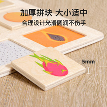 儿童木质蒙氏教具逻辑思维拼图配对板水果动物认知幼儿园益智玩具