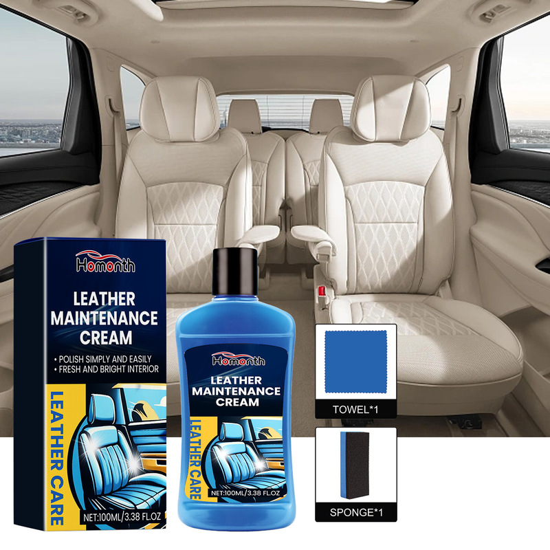 Homonth Car Leather Care Cream Car Seat Sofa Leather Cleaning Stain Renovation Polish Cleaning Agent
