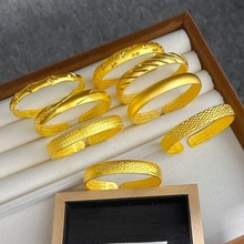 金店同款沙金古法开口高保色喷砂开口心经手镯小红书抖音货源批发