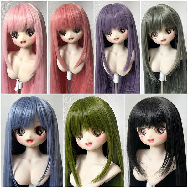 Bjd Doll Wig with Bangs, Long Straight Hair, 3/4/6 Points, Matte High-Temperature Silk Basic Blank Wholesale