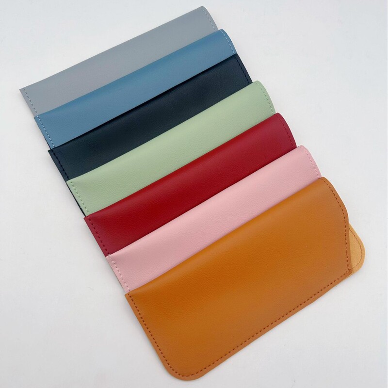 New Retro Lens Glasses Storage Bag, Simple and Portable Dustproof Bag, Pure Color Pu Leather Side-Opening Leather Case