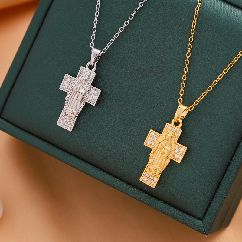 Titanium Steel Casual Simple Style Cross Plating Pendant Necklace display picture 9