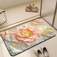 跨境3D立体花卉硅藻泥地垫家用浴室卫生间门口吸水防滑脚垫批发