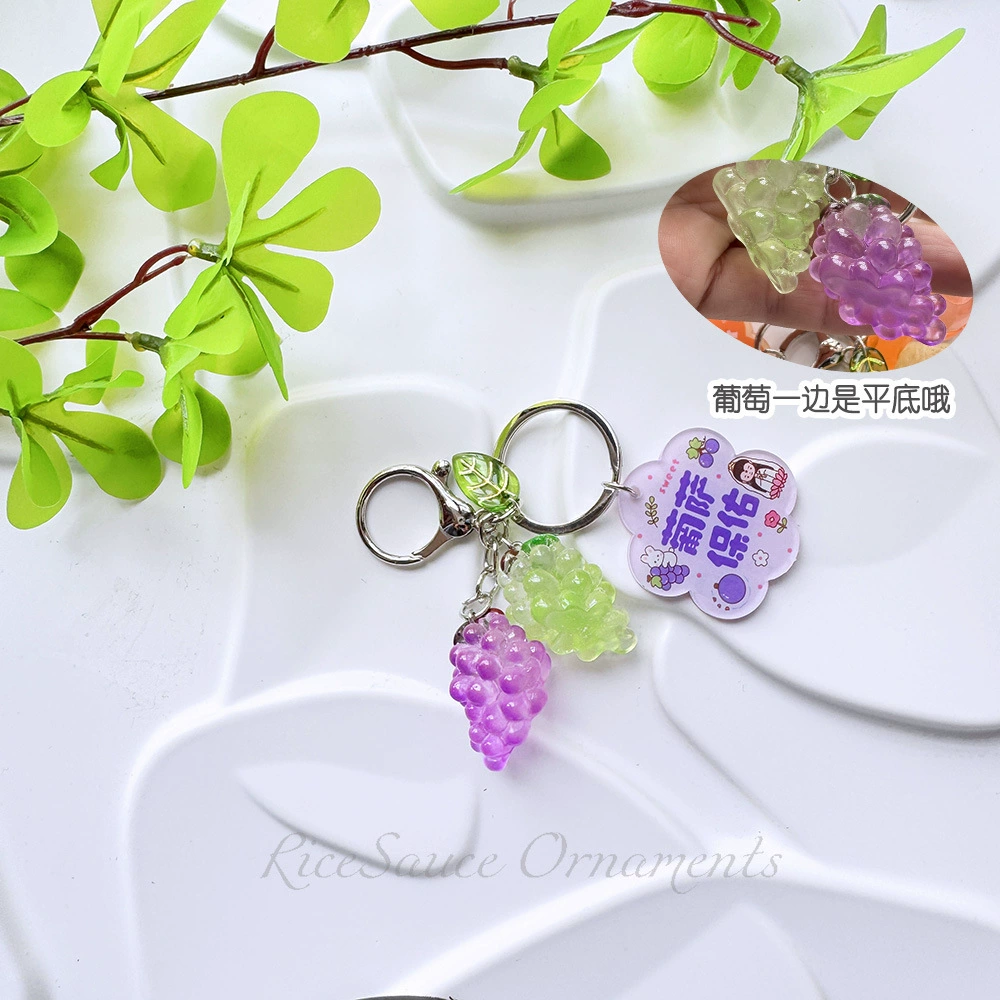 Acrylic Fruit Keychain Pendant, Cute Mini Charm with Leaf Tag, Single or Multi‑Piece Options