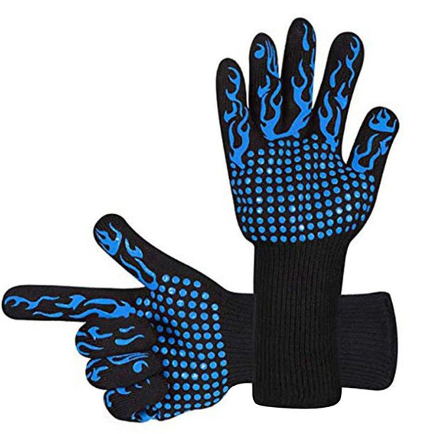 Amazon en stock barbacoa guantes llama barbacoa guantes silicona antideslizante horno resistente al calor 500-800 grados guantes
