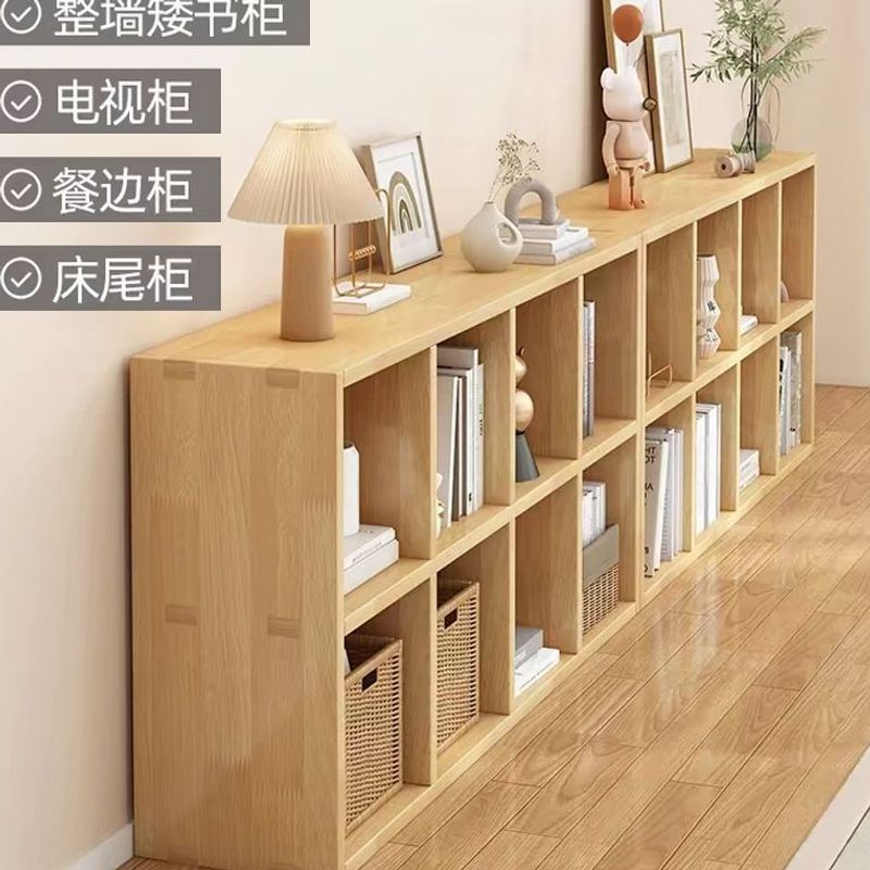 Solid Wood Bookshelf Against the Wall Floor-To-Ceiling Living Room Children's Storage Grids Bookcase Kindergarten Home Storage Rack Storage Cabinet