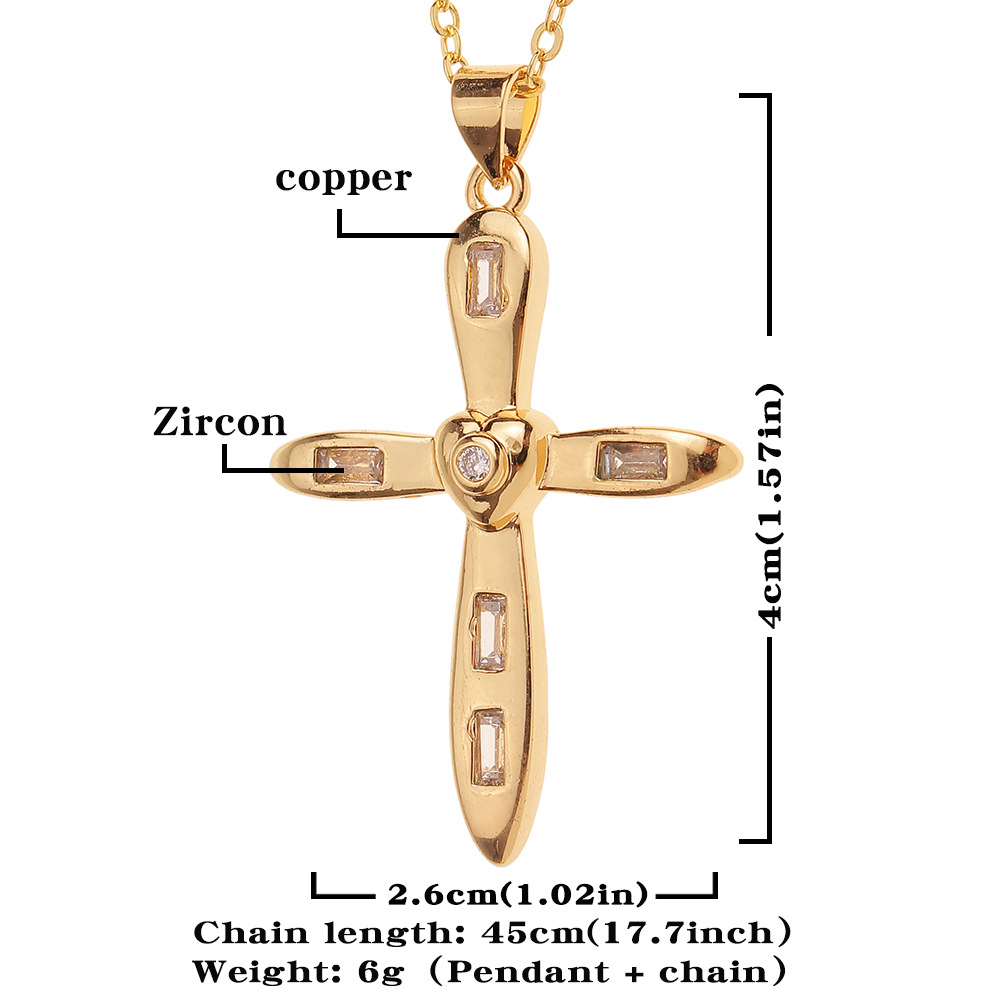 New Simple Jewelry Copper Cross Pendant Retro Necklace Clavicle Chain Wholesale display picture 1