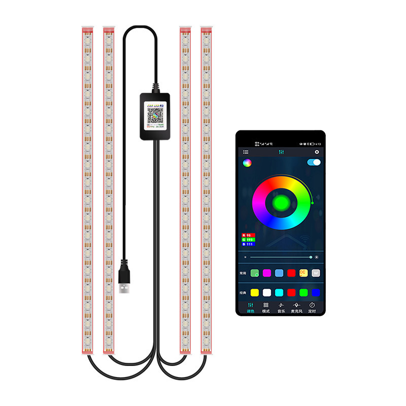 Luz de atmósfera de color fantasma de automóvil APP Bluetooth control remoto inalámbrico doble luz de atmósfera de control