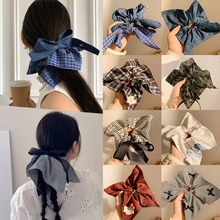 甜美简约布艺缎面方巾大肠发圈韩系温柔超大号高级感扎头绳发饰女