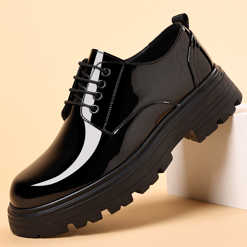 Men's Thick Sole Oxford Dress Shoes Patent Leather Wedding Shoes_vogvips.com