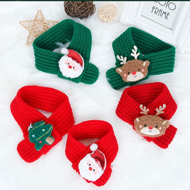 Navidad mascota bufandas de punto gatos perros lana dibujos animados alces bufandas muñeco de nieve decoraciones de mascota de Navidad