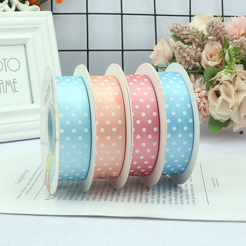 Polka dot ribbon double-sided high-density ribbon flower gift packaging ribbon decorative ribbon handmade diy hair accessories ribbon