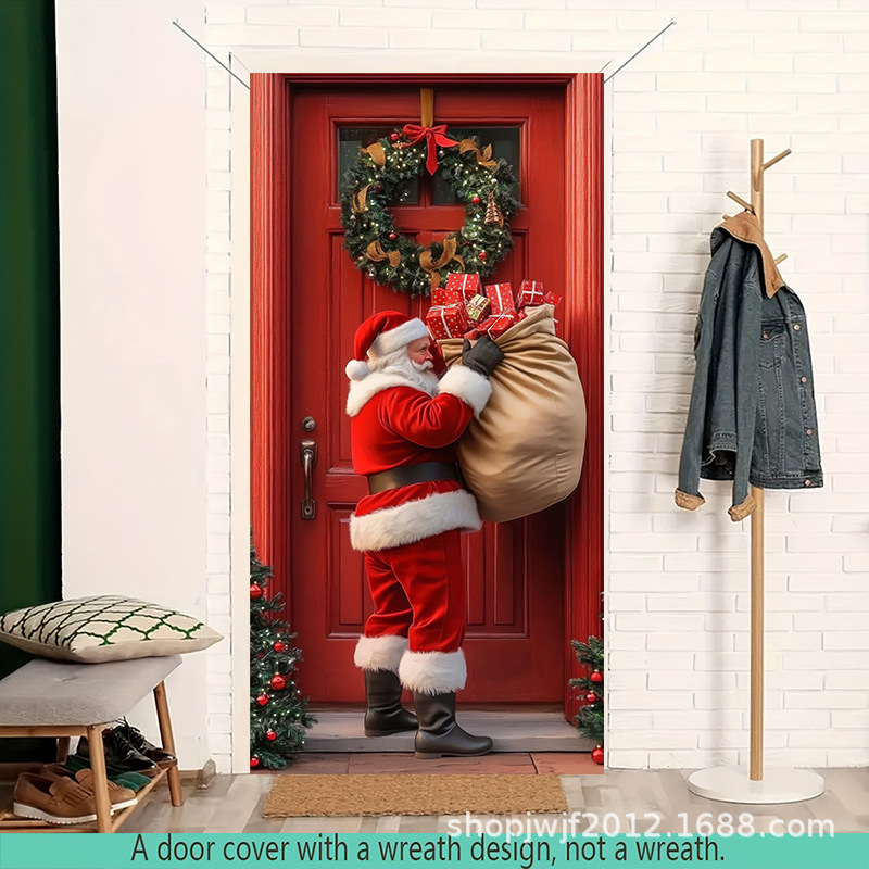 TEM Amazon transfronterizo nueva decoración de la cubierta de la puerta de Navidad rojo Santa Claus regalo cubierta de la puerta ambiente festivo fiesta