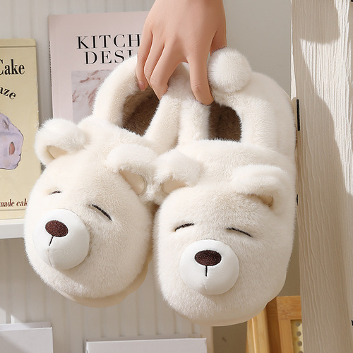 Cotton slippers women's winter bag heel household cute non-slip thick sole warm velvet outer wear plush cotton shoes women's winter style