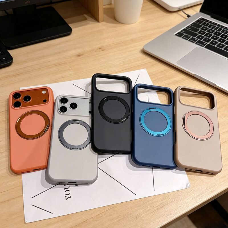 Rotate 360 ° Round Stand with Contrasting Color Acrylic Phone Case Suitable for Apple 17 Pro Max Magnetic Phone Case Rotate 360 ° Round Stand with Contrasting Color Acrylic Phone Case Suitable for Apple 17 Pro Max Magnetic Phone Case