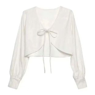 Internet Celebrous Quick Hand Super Fire Ice Silk Sunscreen Cardigan Summer Short Shawl Jacket Women's Lantern Sleeve All-match Casual Solid Color