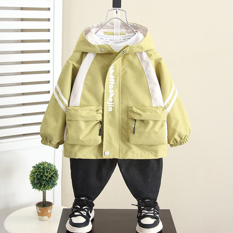 5973 Chaqueta con capucha para niños 2025 otoño nuevo estilo chaqueta de bebé para niños guapos chaqueta de primavera y otoño para niños