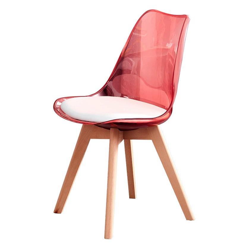 Скандинавский обеденный стул Бытовая прозрачная спинка стула Настольный стул для ногтей Акриловый стул для макияжа Твердая древесина Простой стол и стул