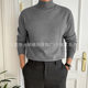 2024 cross-border Amazon men's basic sweater base shirt imitation sweater texture business pullover half high collar men