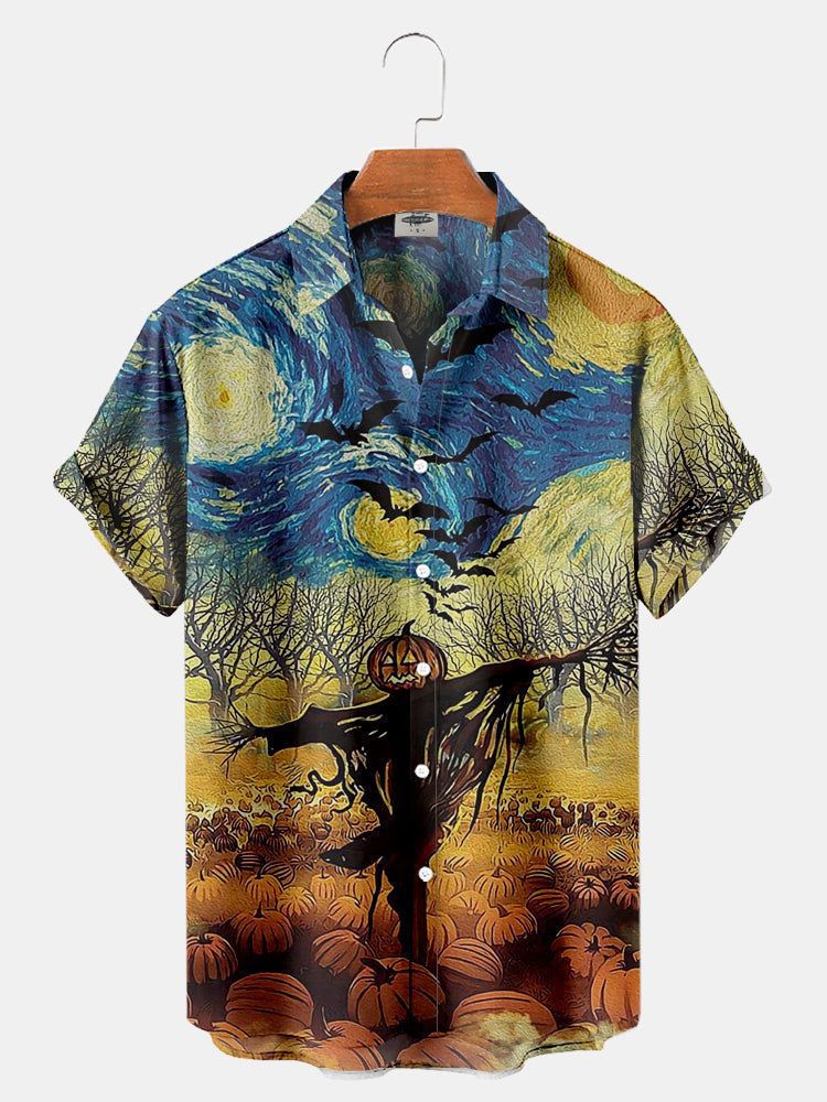 Serie Camisas estampadas Fabricantes de Halloween para hombres Hawaii Halloween Source Station Camisas digitales para hombres transfronterizos 3D