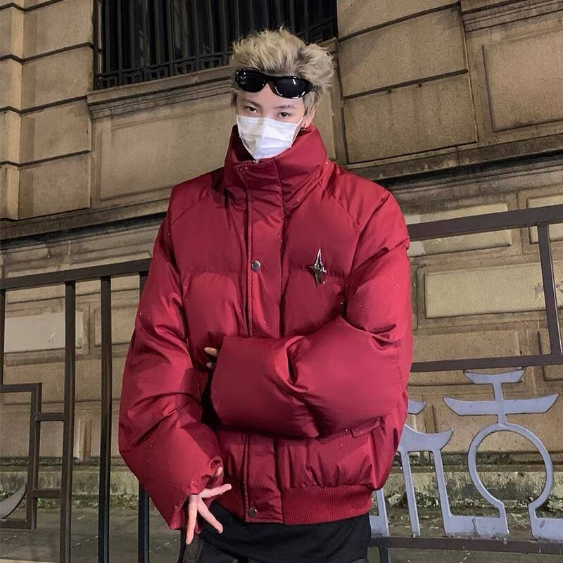 American High Street Starry Sky Cotton Jacket Men's Winter Coat Trendy Brand Stylish Cotton-Padded down Short Jacket