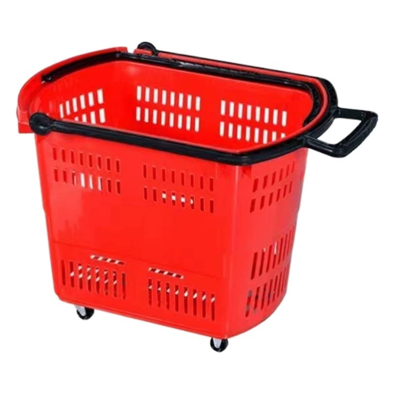 Тележка для покупок в супермаркете с колесами, пластиковая портативная корзина для покупок, большая тележка для продуктов в супермаркете