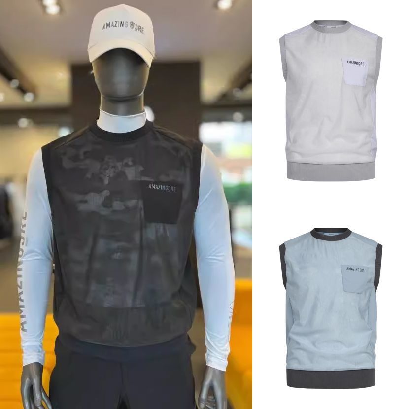 Korean Golf Round Neck Sleeveless Vest Letter Print 24 New Men's Summer Fashion Slimming Look
