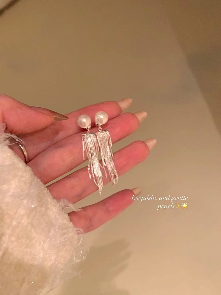 Earrings from pearl, small design ear clips, silver 925 sample