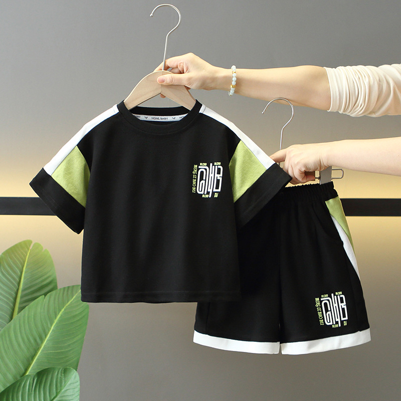 8081 ropa para niños traje para niños 2025 nuevo verano atractivo vestido de verano de manga corta de dos piezas ropa de bebé delgada
