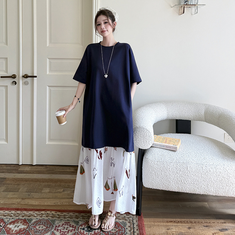 Cat-6234 # Real shot: Summer/long-length plus-size slimming high-end dress with hand-painted style skirt and short sleeves Cat-6234 # Real shot: Summer/long-length plus-size slimming high-end dress with hand-painted style skirt and short sleeves