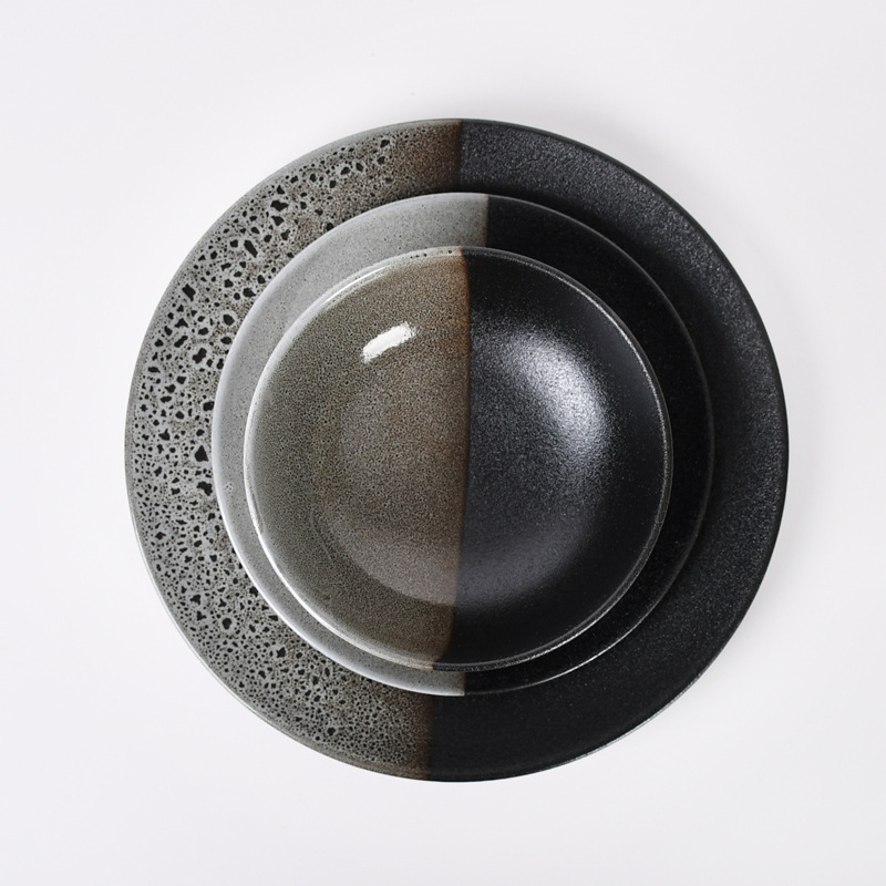 陶磁器12点セット モダンブラック食器セット工場|undefined