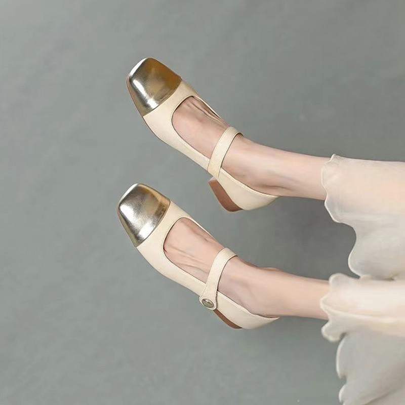 2026 verano y otoño nuevo estilo pequeño viento francés zapatos de tacón único grueso de estilo retrógrado zapatos de tacón bajo de boca baja versátil Mary Jane zapatos