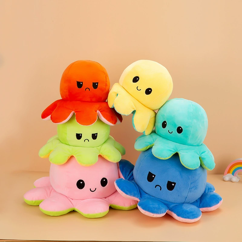 Кукла, плюшевая двусторонняя игрушка, осьминог