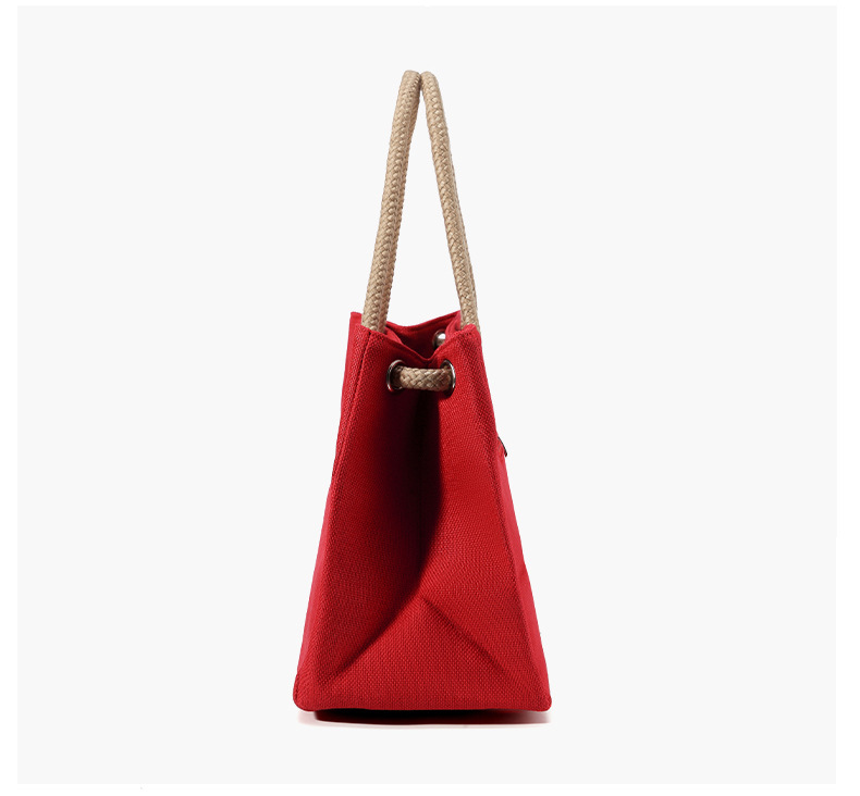 1080g Weight Polyester Lining Material Zipper Closure Type Double Shoulder Straps Strap Type Tote Bag Bags Type Holiday, Travel Occasion Linen Material Solid Color Pattern All Seasons Season Women's Gender Classic Style Style Square Shape Medium Size Women's Medium Linen Solid Color Classic Style Square Zipper Tote Bag 3