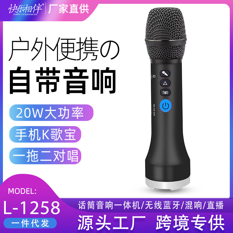 Happy Companion L-1268 Bluetooth Microphone Audio Integrated Microphone Karaoke Handy Gadget Karaoke Practice Microphone