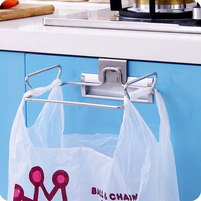 # Stainless steel garbage bag storage hook kitchen cabinet bracket hanging support shelf portable garbage rack