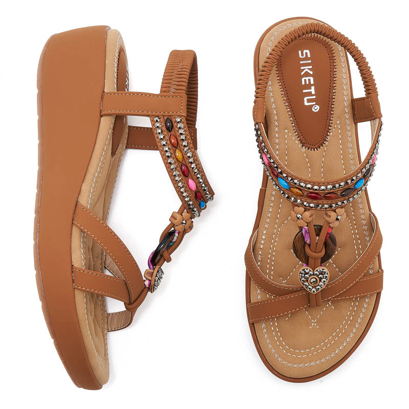 U670 - 2 Amazon nuevo 2025 diamante sandálias de playa casuales versátiles tacones grandes zapatos de mujer