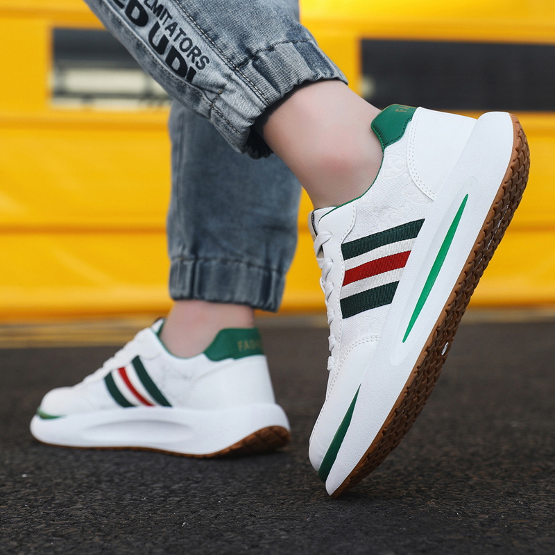 Spring trend sports shoes men 2023 new leather breathable sneakers men's British all-match soft-soled casual shoes_voghion.com
