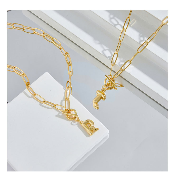 Fashion Letter Brass Pendant Necklace Plating Copper Necklaces 1 Piece