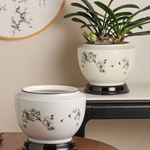 创意花盆陶瓷高级感带底托大号陶瓷盆阳台兰花专用盆水培花盆批发