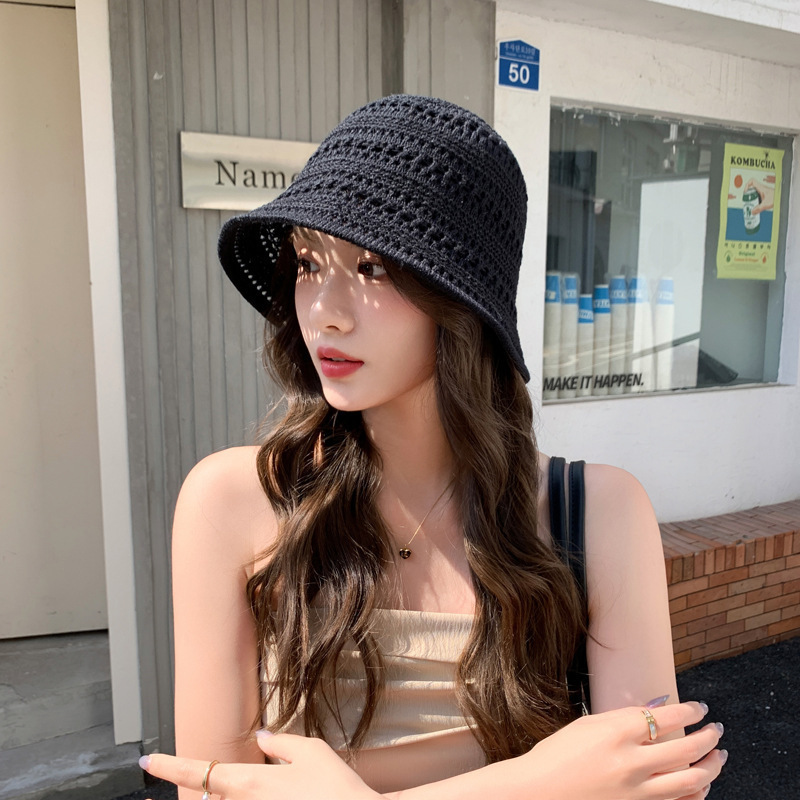 夏の新しい漁師の帽子屋外折りたたみ日焼け止めと抗 UV ニット盆地帽子女性のファッション多用途日よけ帽子|undefined