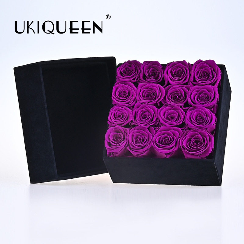 Cubo de rosas eternas con tapa, caja de regalo redonda y cuadrada, adorno de Amazon para comercio electrónico transfronterizo, caja de regalo de flores eternas.