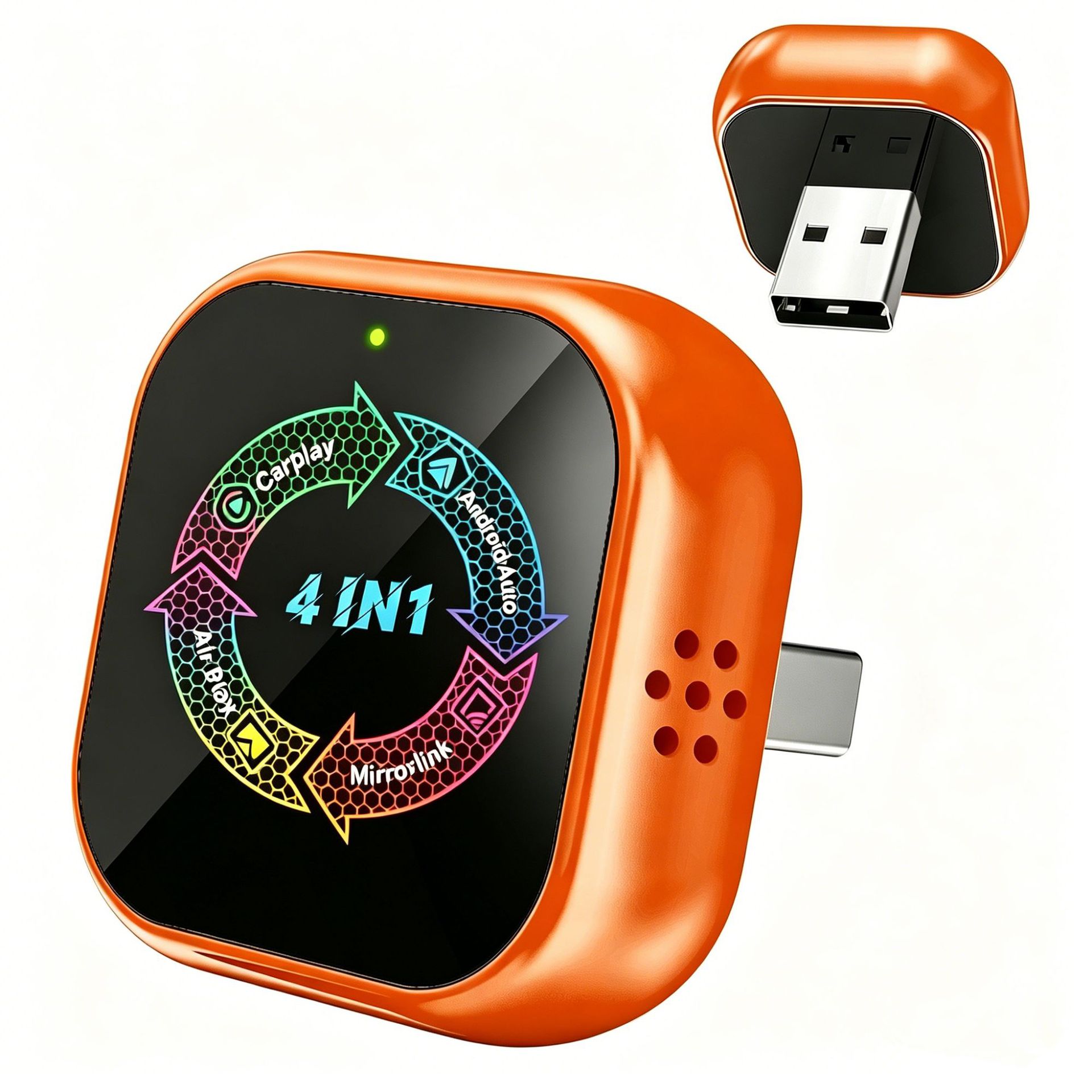 Supports converting the original car's wired CarPlay to wireless, a four-in-one box for Android and Apple video screen mirroring connection