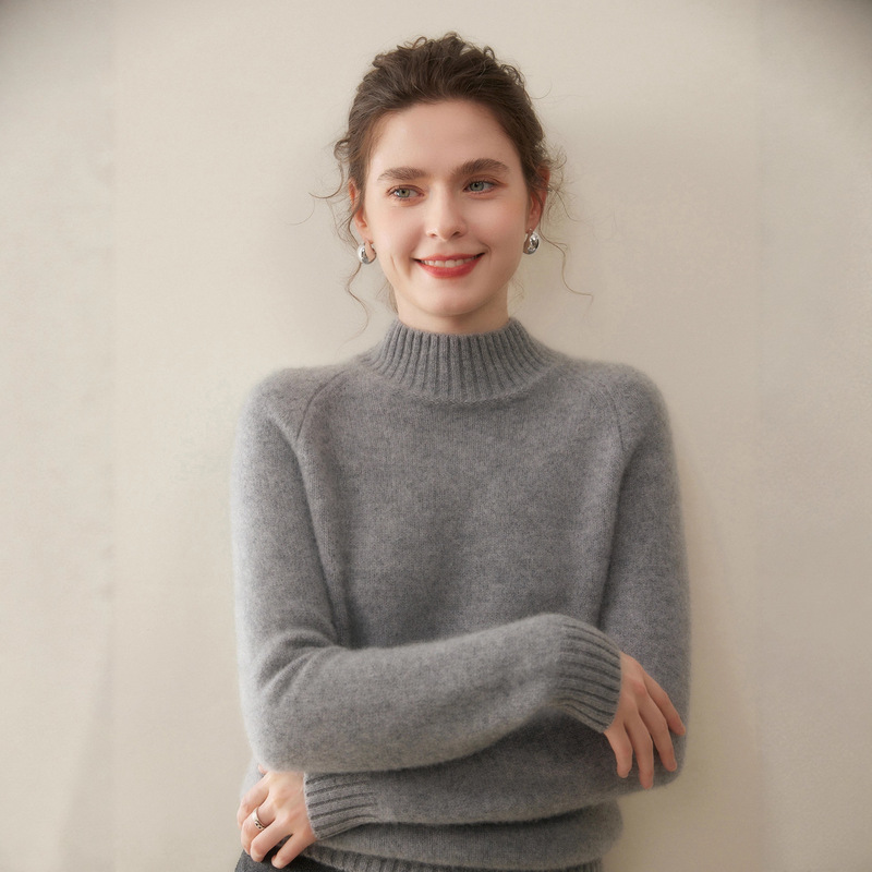 2025 New Three-Strand Thickened Cashmere Sweater for Women, Half Turtleneck Raglan Sleeves, Cashmere Pullover Sweater, Soft and Waxy Bottoming Shirt