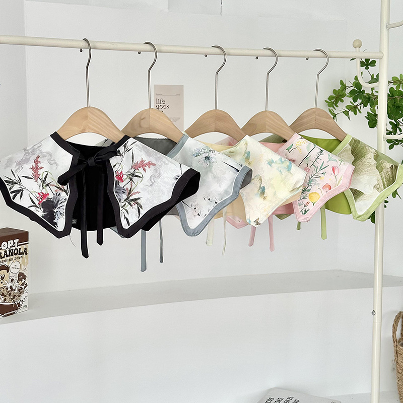 Cuello falso para niños, cuello falso de todo fósforo, cuello de hoja de loto, chal pequeño, cordones de alta calidad, chaleco pequeño de doble capa, bufanda de nube