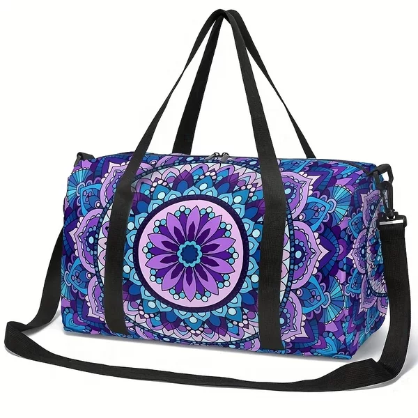Cross-Border Popular Skull Mandala Flower Print Travel Bag Women's Outdoor Crossbody Bag Large Capacity Lightweight Bag