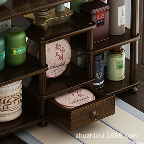 Desktop solid wood Chinese Bogu rack tea rack small storage rack decoration ornaments teacup teapot display rack
