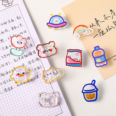Cartoon acrylic clip, cute ins girl heart snack sealing clip, student test paper organizing note message clip