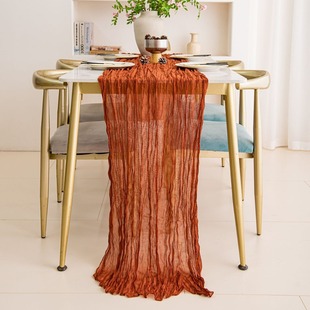 Bali Yarn Wrinkled Cloth Table Flag European Style Twist Tablecloth Wedding Party Decoration Pleated Bohemian Style Christmas Cheese